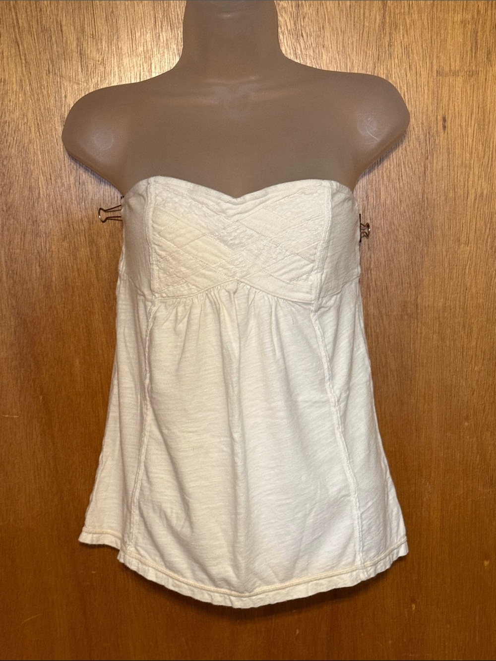 American Eagle Cream Strapless Sweetheart Bust A-Line Tube Top M Like New